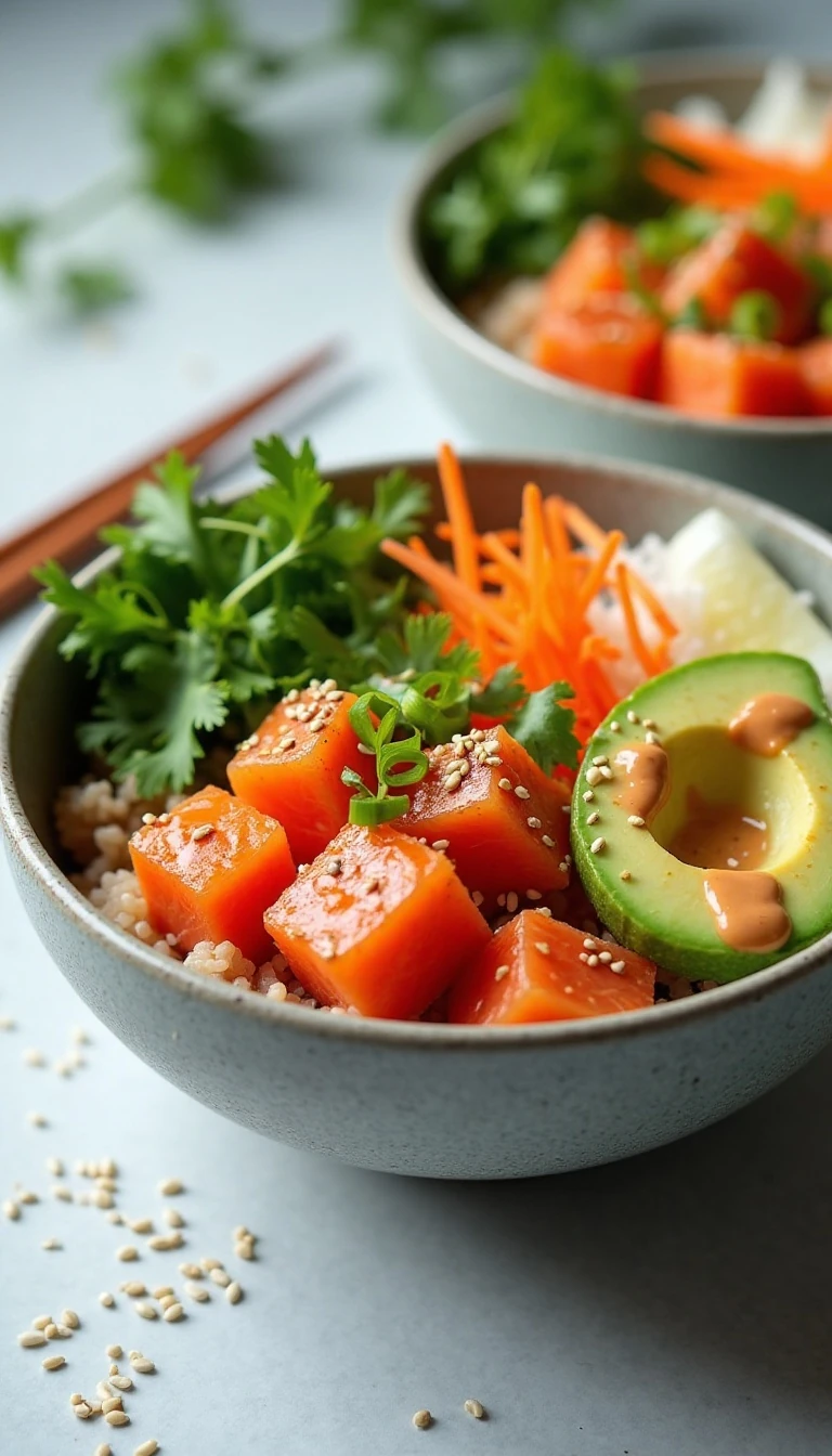 Easy Spicy Salmon Poke Bowl Recipe