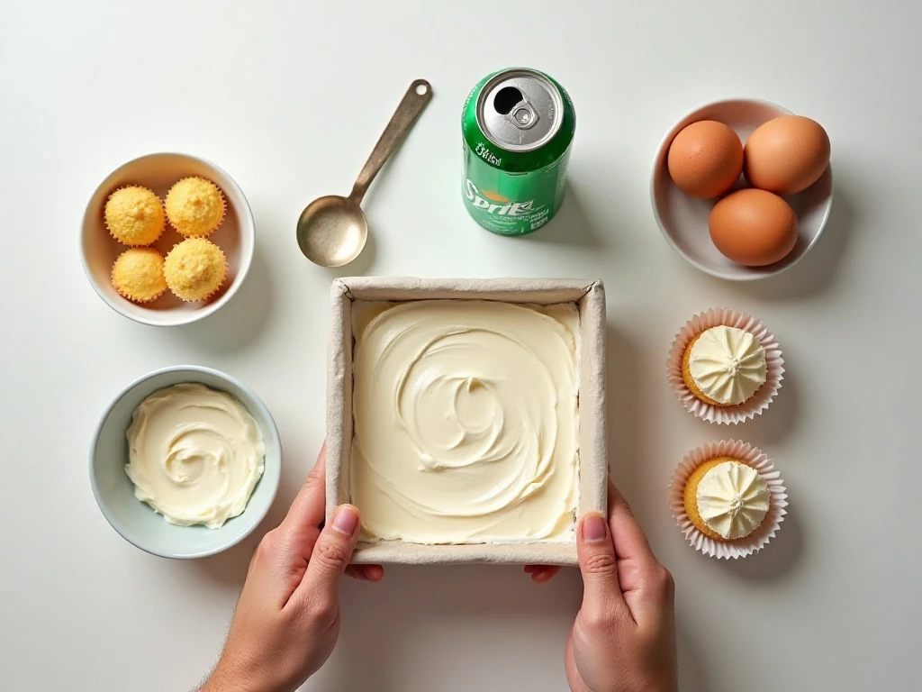 White cake mix Sprite eggs and optional frosting for Sprite cupcakes