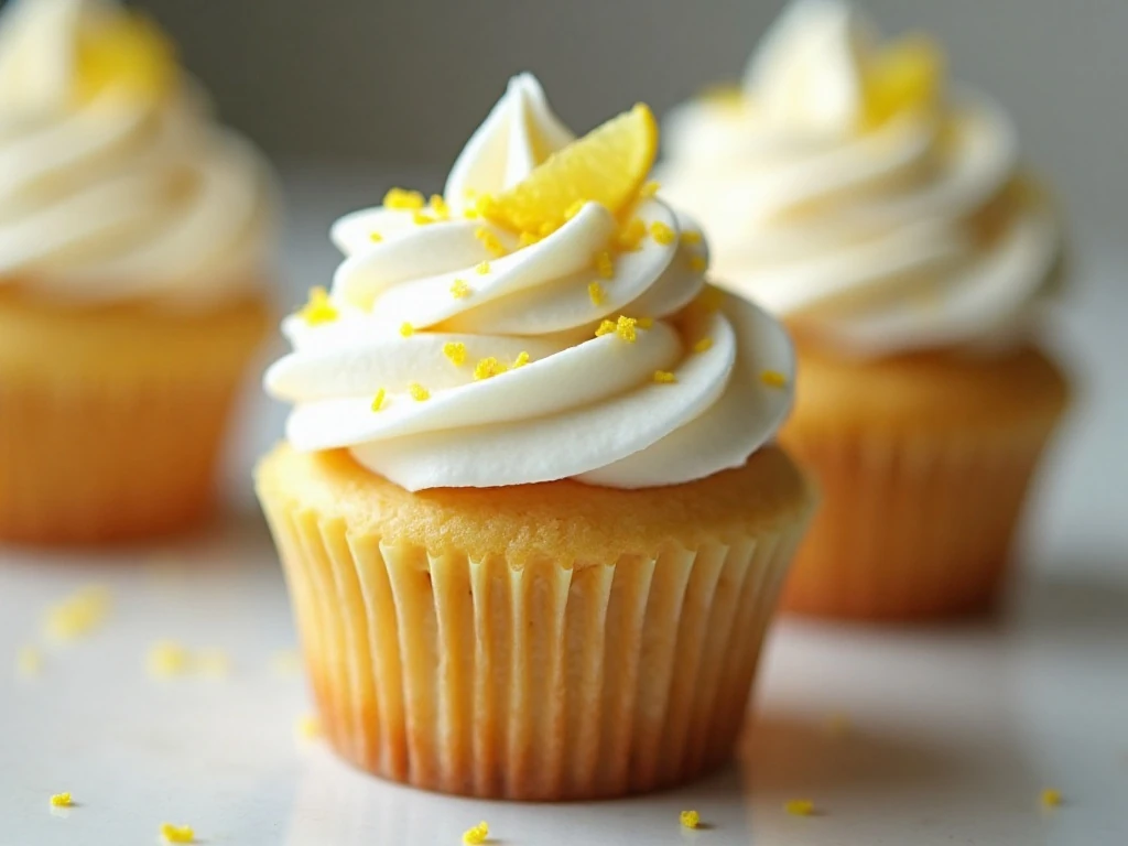 Vanilla-frosted Sprite cupcake with lemon-lime sprinkles