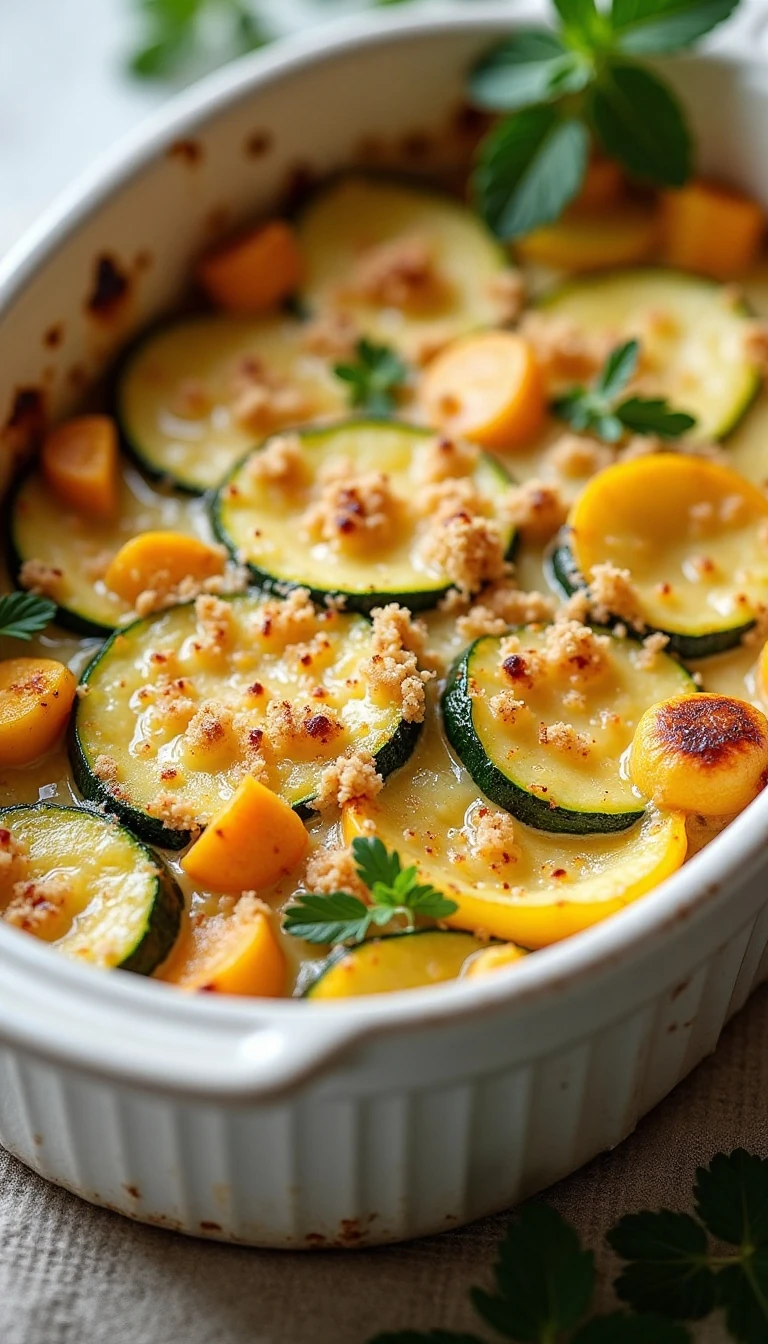 Easy Squash and Zucchini Casserole Recipe with Cheddar and Crispy Breadcrumbs