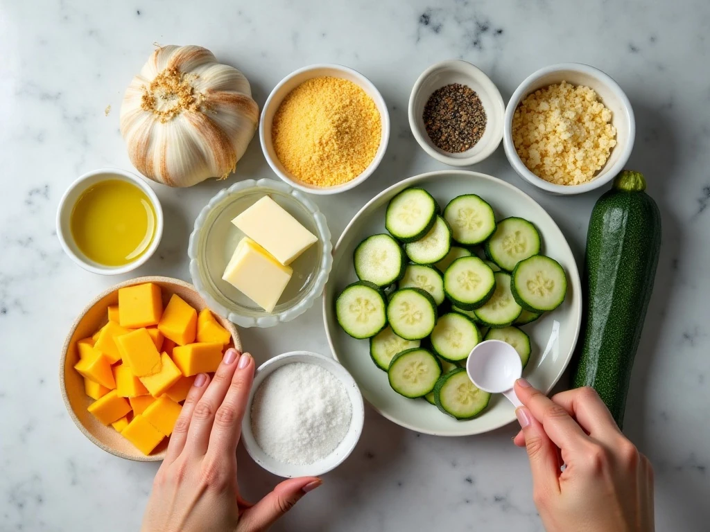 Ingredients for easy squash and zucchini casserole