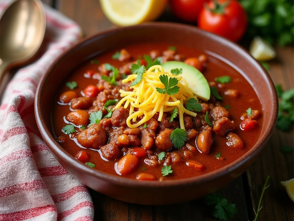 Hearty ground turkey chili ready for a comforting dinner