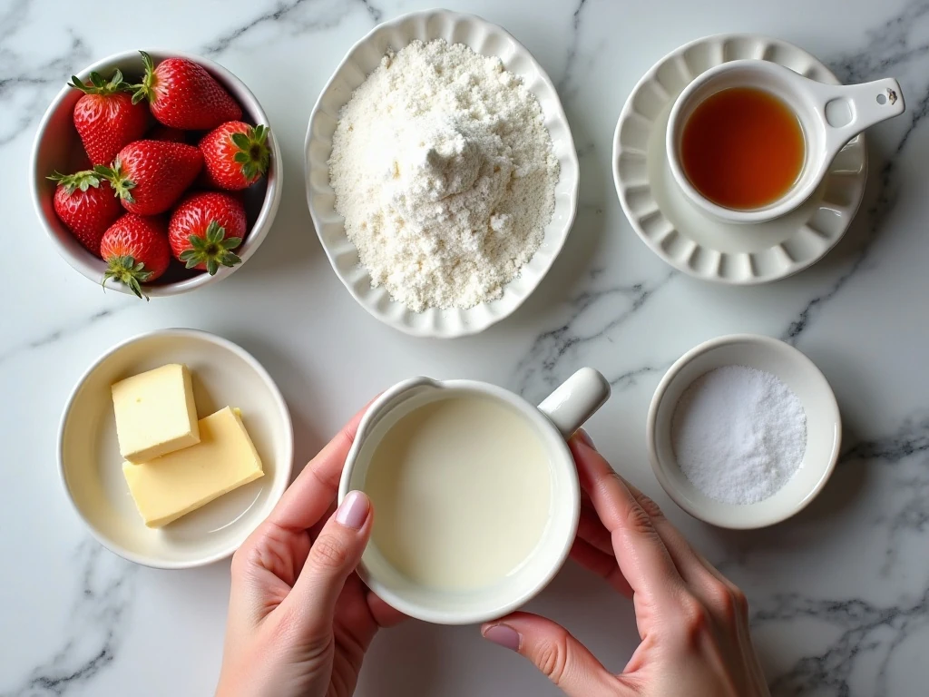 Ingredients for easy homemade strawberry frosting