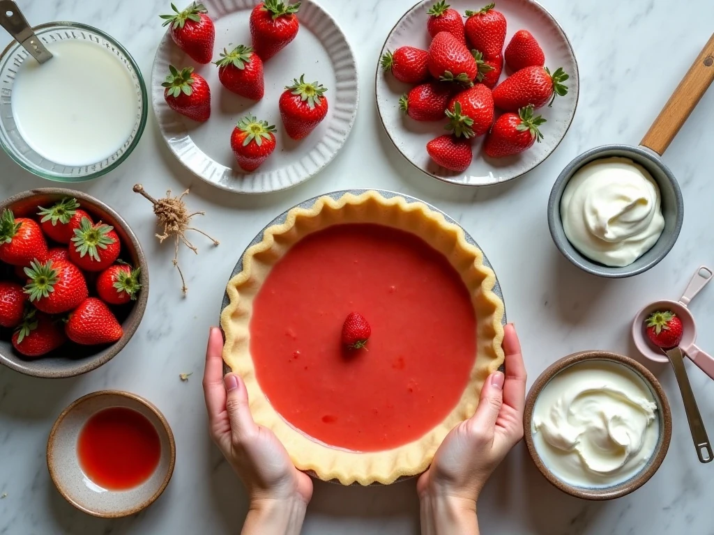 Ingredients for an easy fresh strawberry pie