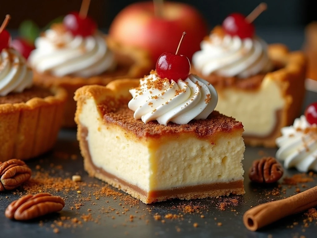 Thanksgiving desserts ready for serving with seasonal garnishes