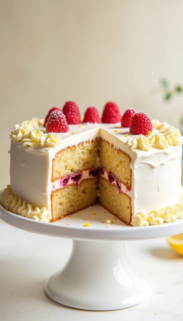 Easy Raspberry Cake with Lemon Buttercream Recipe