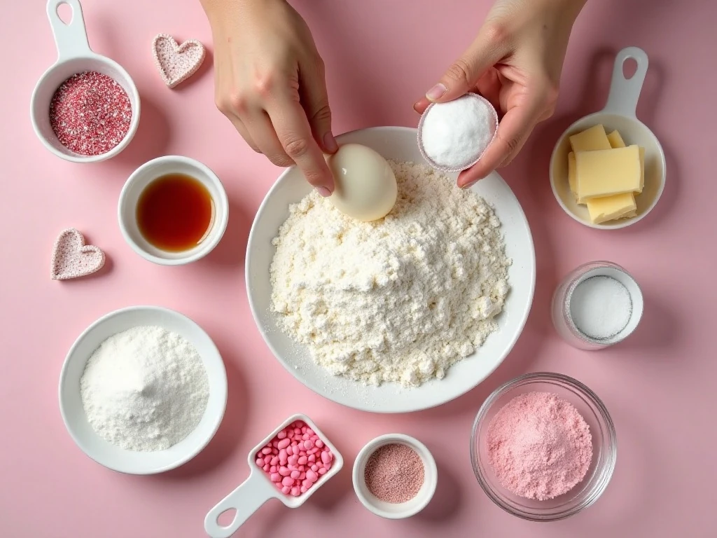 Ingredients for easy Valentine's Day cookies and icing