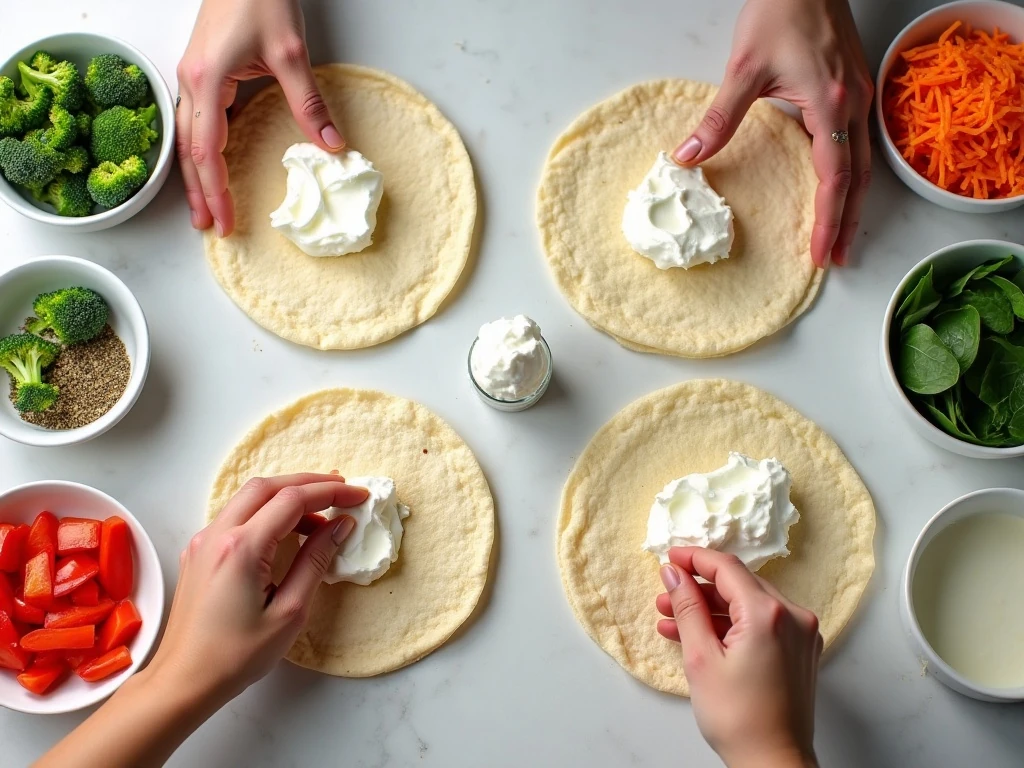Ingredients for easy veggie pinwheels