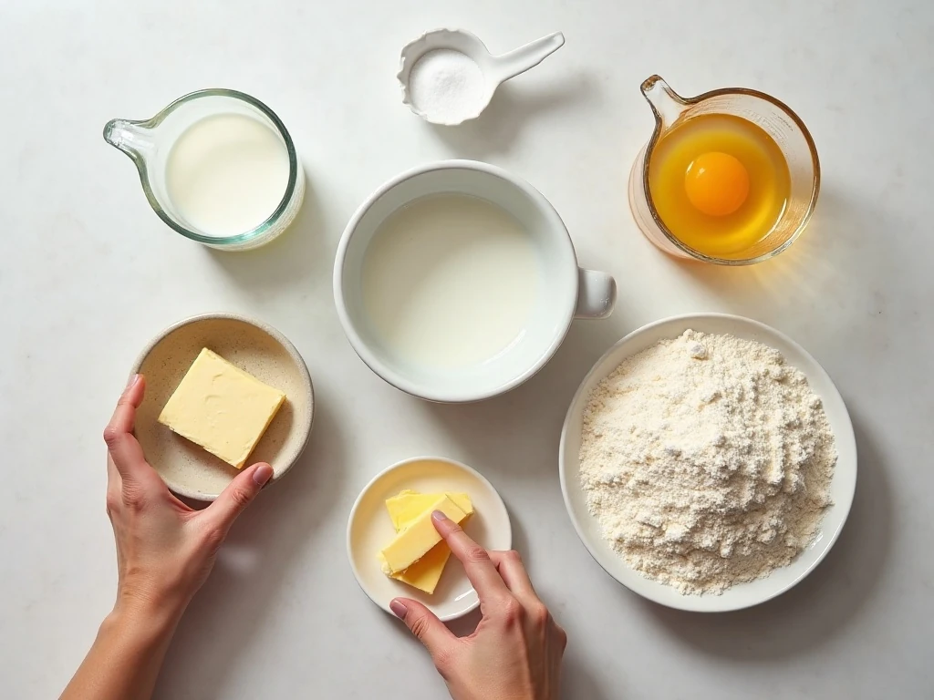 Ingredients for easy muffin tin yeast rolls
