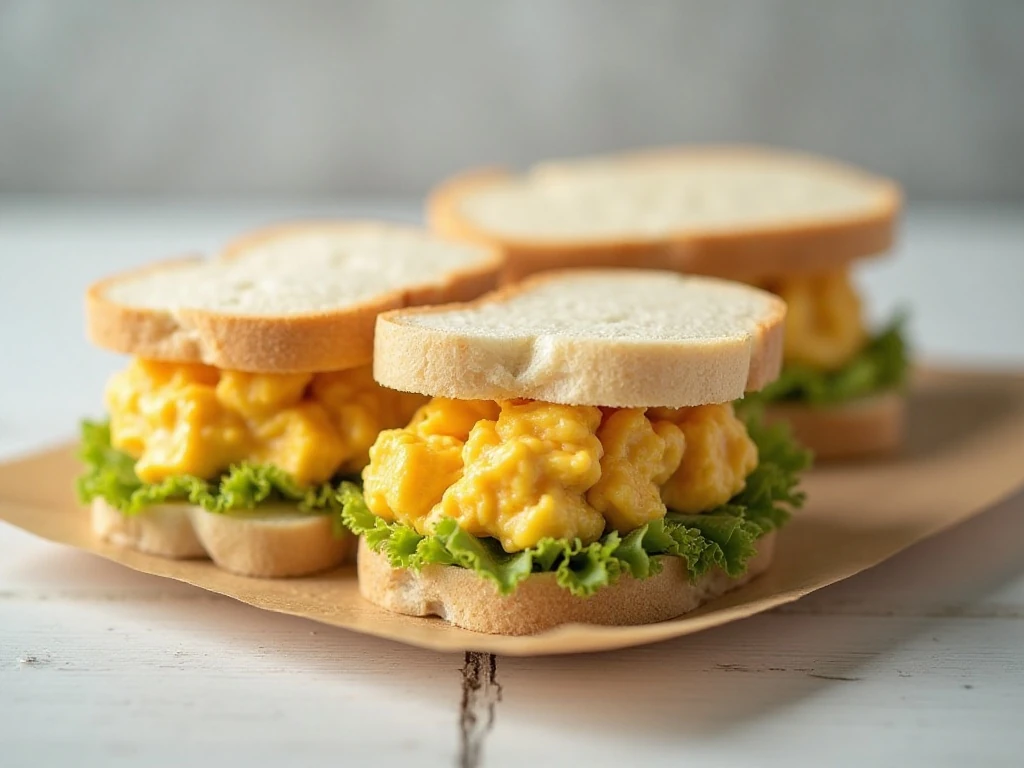 Wrapped egg salad sandwiches ready for a track meet