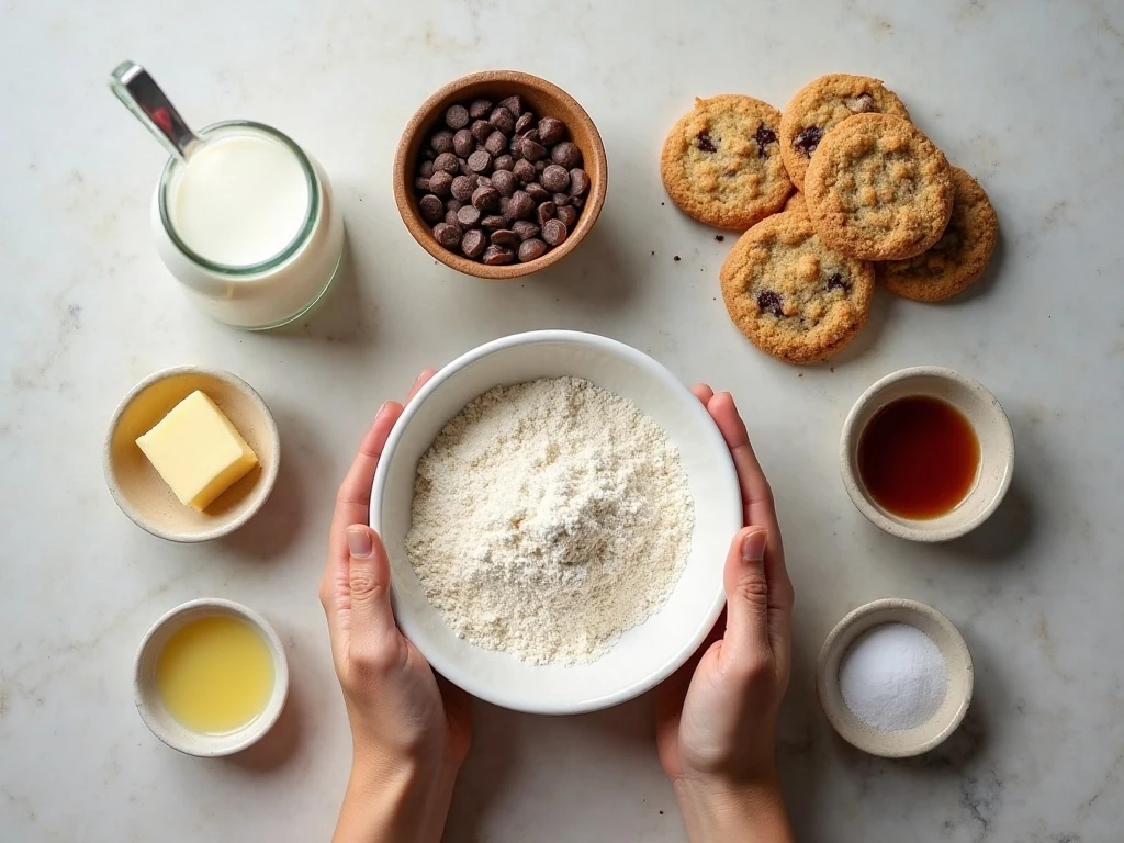 Ingredients for egg-free dairy-free chocolate chip cookies