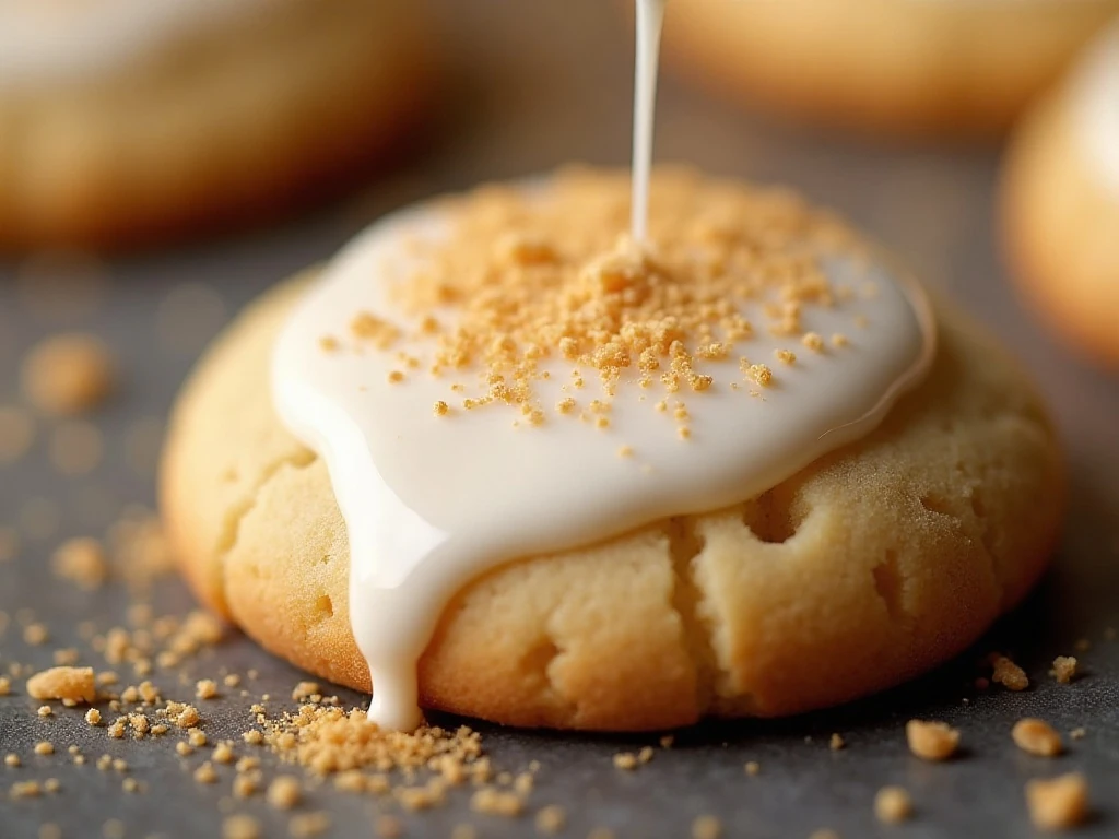 Eggnog glaze and freshly grated nutmeg on a soft cookie