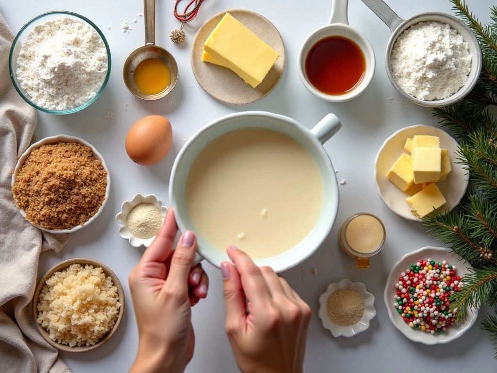 Ingredients for easy eggnog cookies and eggnog glaze