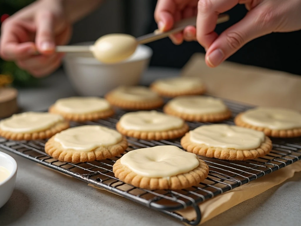 Soft eggnog cookies cooling after baking