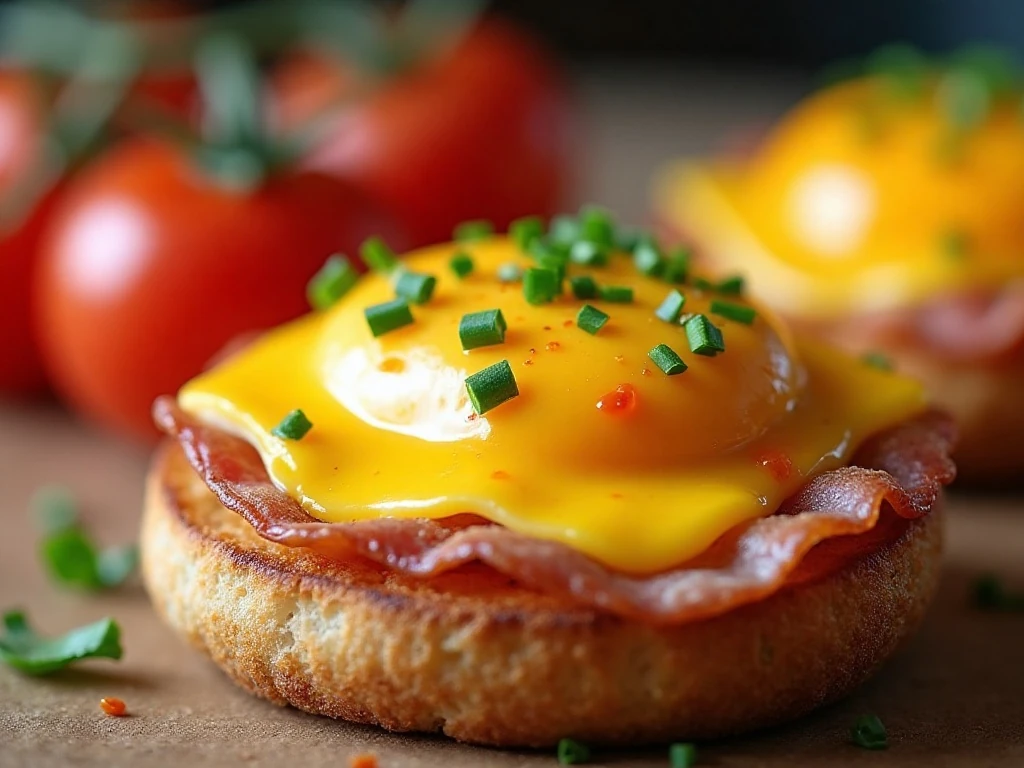 Egg and cheese sandwich with chives and hot sauce