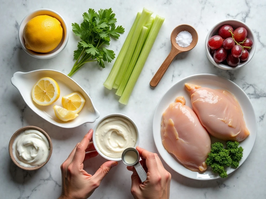 Ingredients for creamy elegant chicken salad
