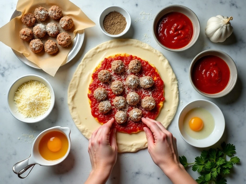 Ingredients for an Italian meatball bread braid