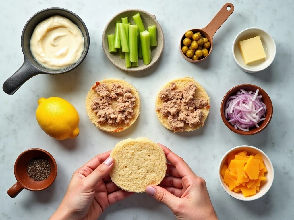 Ingredients for English muffin tuna melts