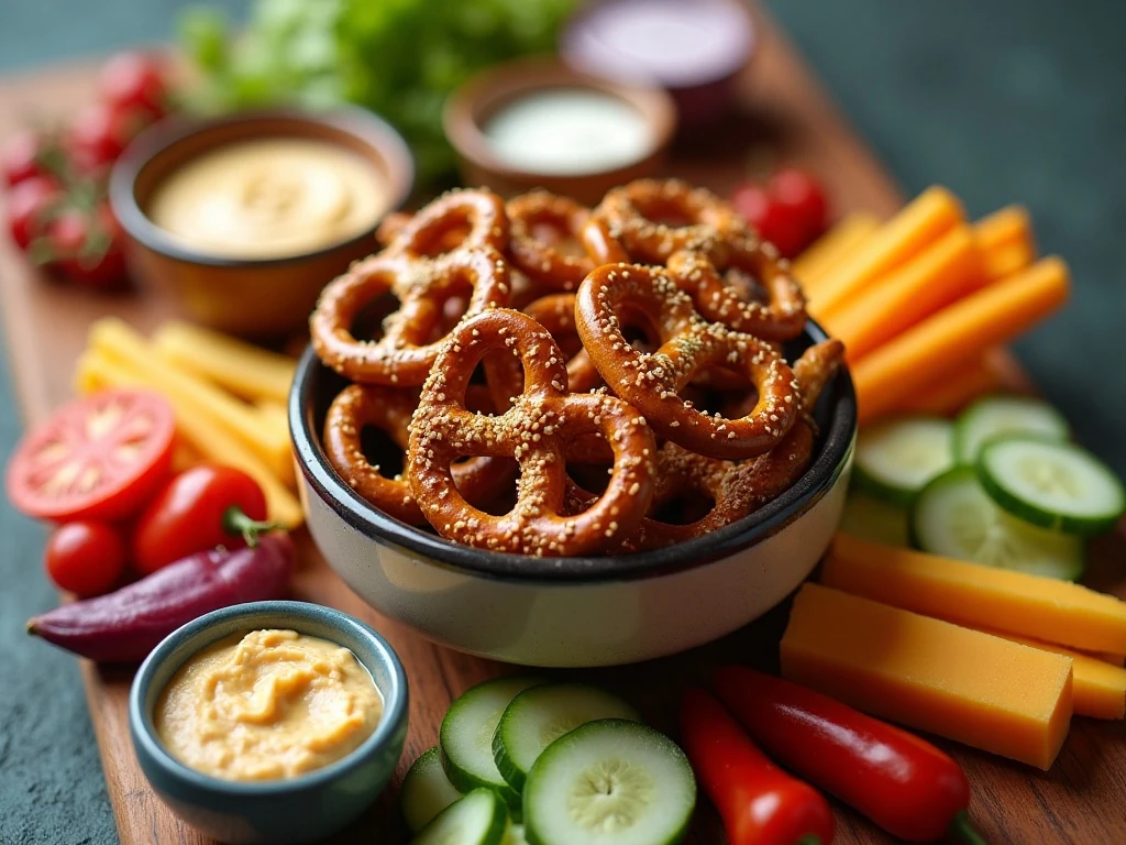 Everything bagel pretzels served on a snack board