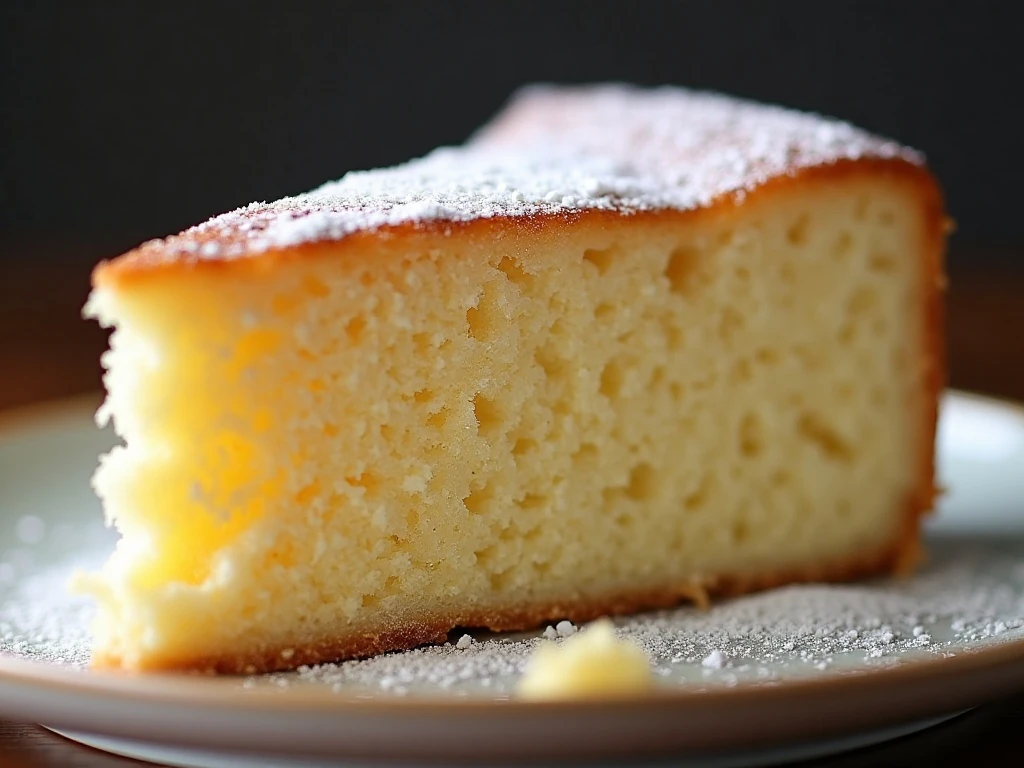 Close-up of the tender crumb of butter cake