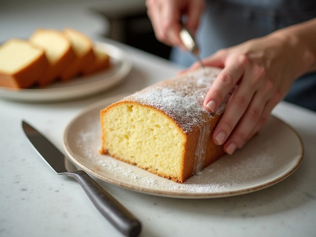 Sliced butter cake ready for storage or serving