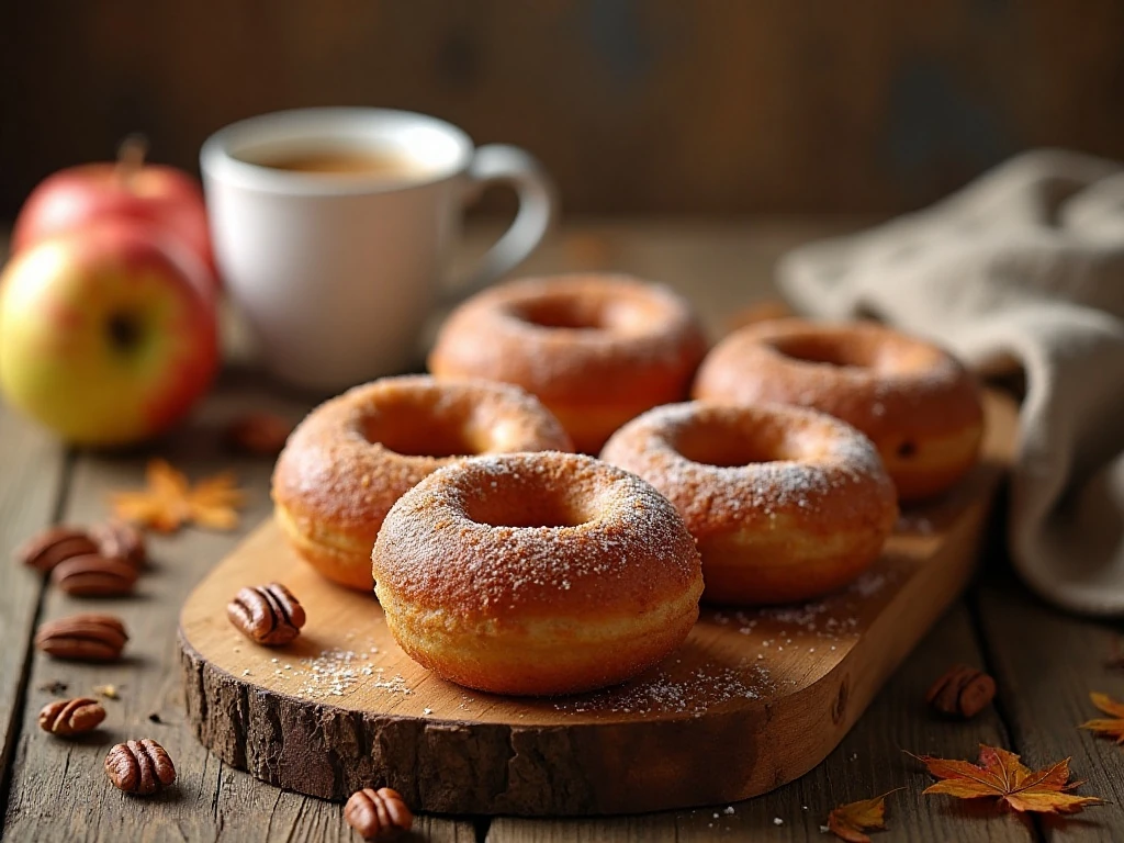 Acorn doughnuts served on an autumn dessert table
