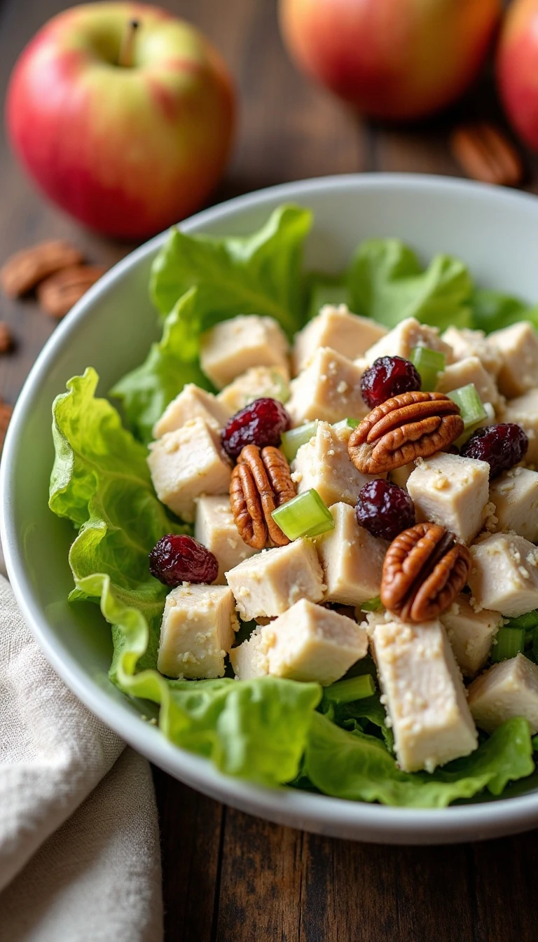 Fall Apple Pecan Chicken Salad Recipe with Cranberries