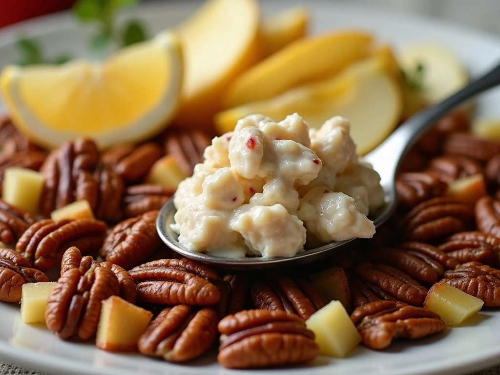 Toasted pecans and crisp apples for chicken salad
