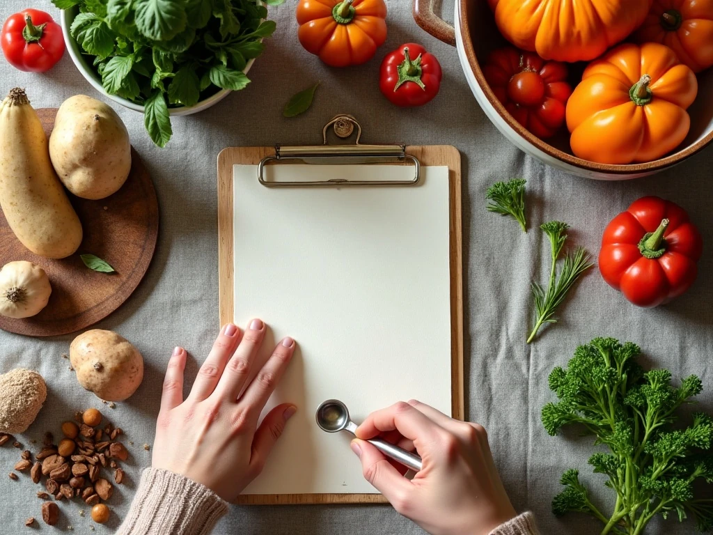Autumn vegetables and pantry ingredients for seasonal sides