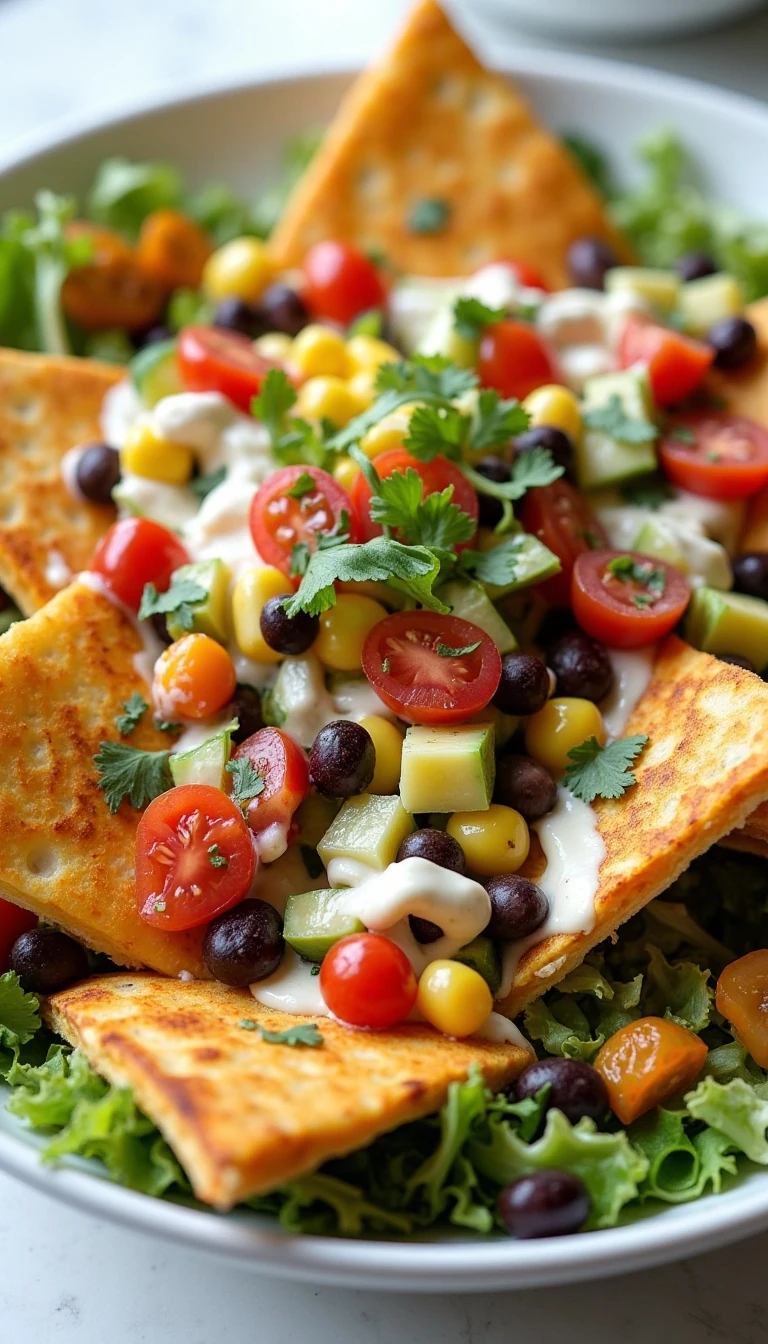 Family-Style Quesadilla Salad Recipe with Black Beans, Corn, and Ranch