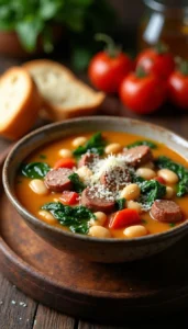 Easy Italian Sausage, White Bean, and Spinach Soup