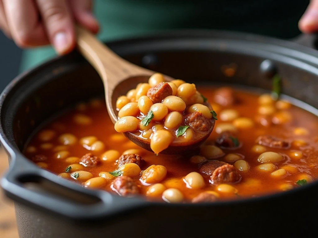 Mashing cannellini beans to thicken Italian sausage soup