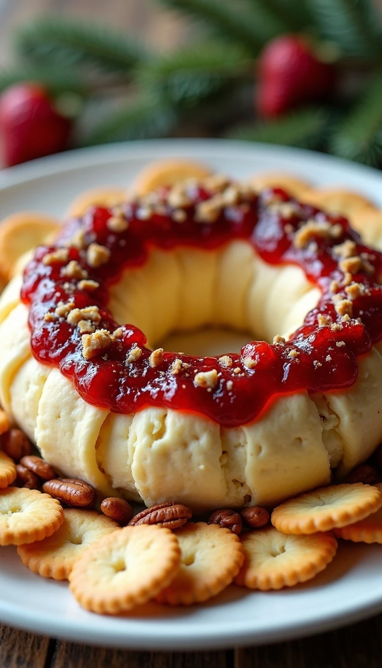 Festive Cheese Ring Recipe with Strawberry Preserves