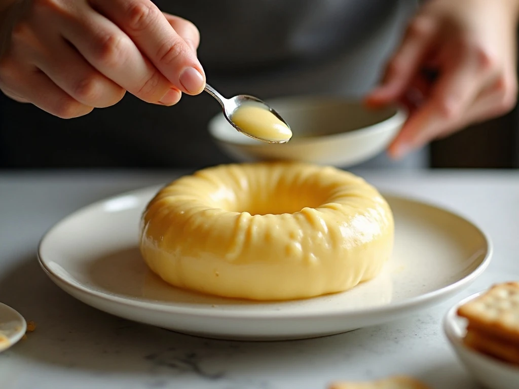 Cheese mixture shaped around a glass to create a wreath ring