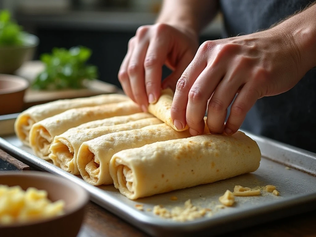 Wrapped tortilla logs prepared for chilling before slicing