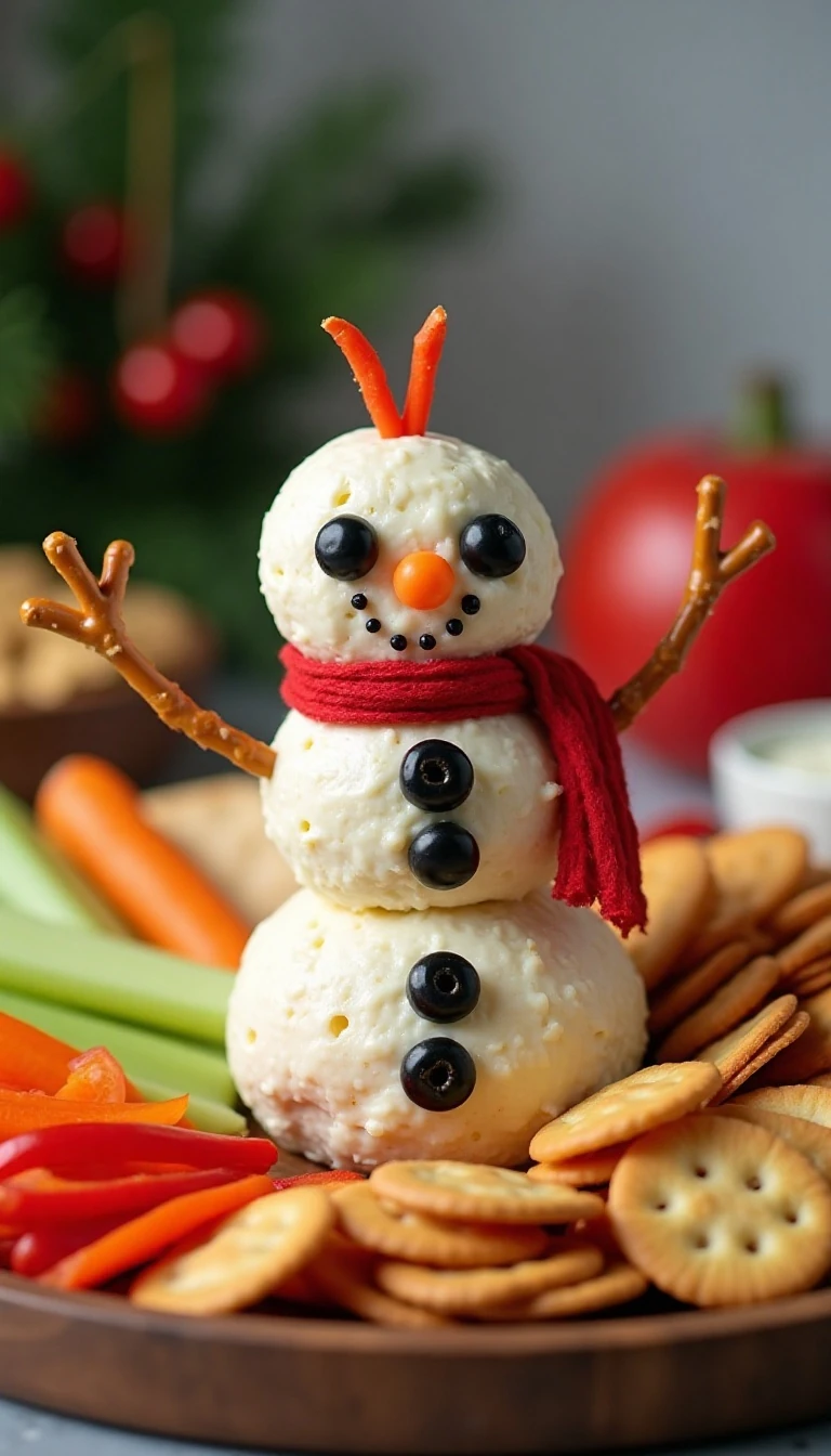 Festive Snowman Cheeseball Recipe for Holiday Gatherings