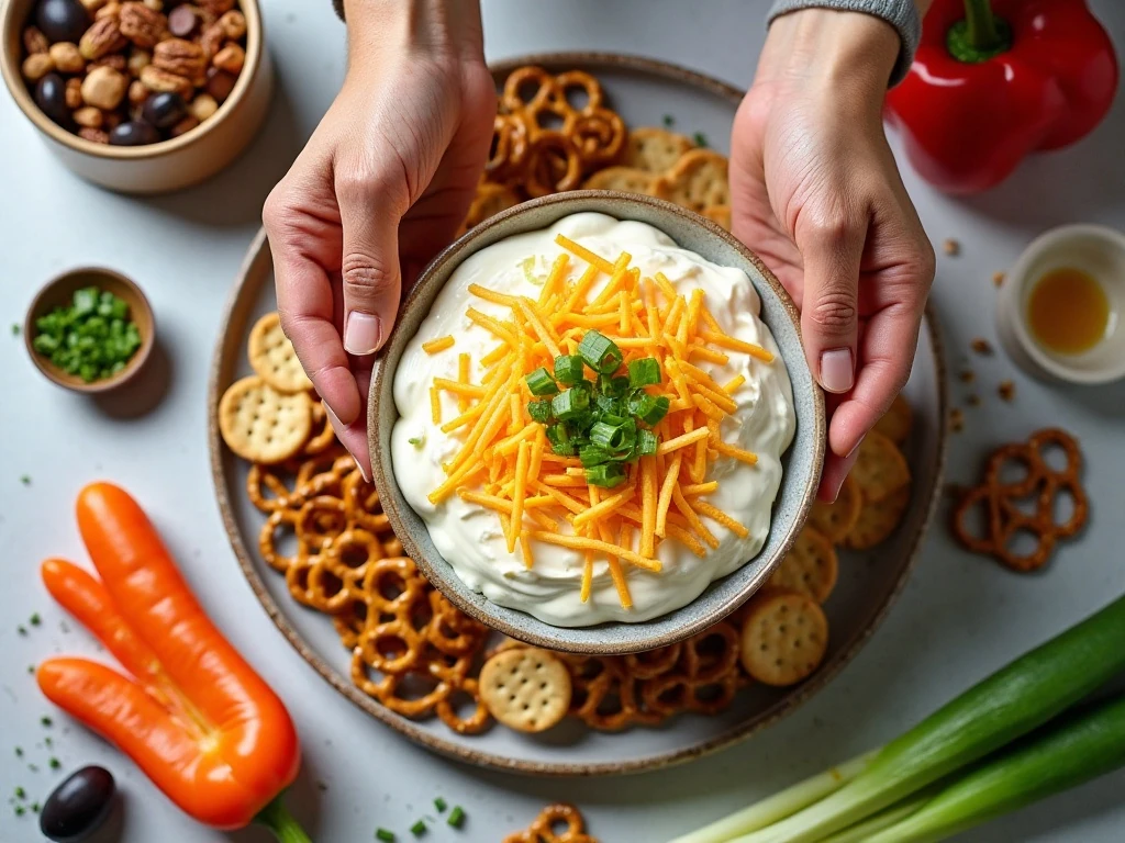 Ingredients for a festive snowman cheeseball recipe