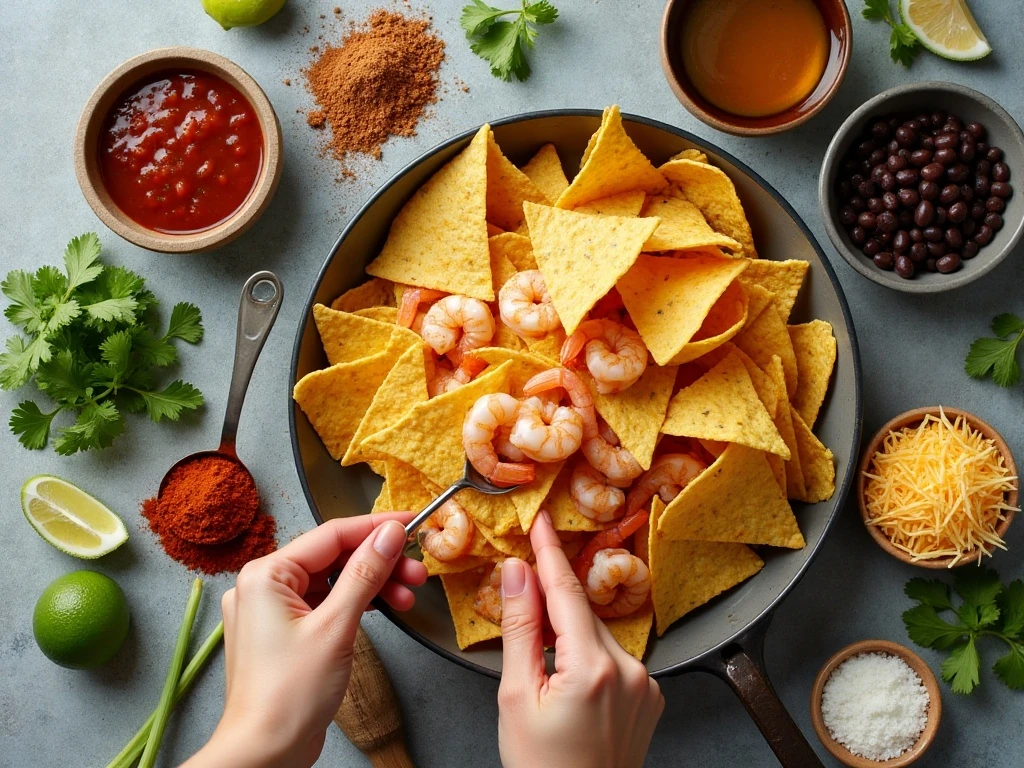 Ingredients for fiesta shrimp nacho bites