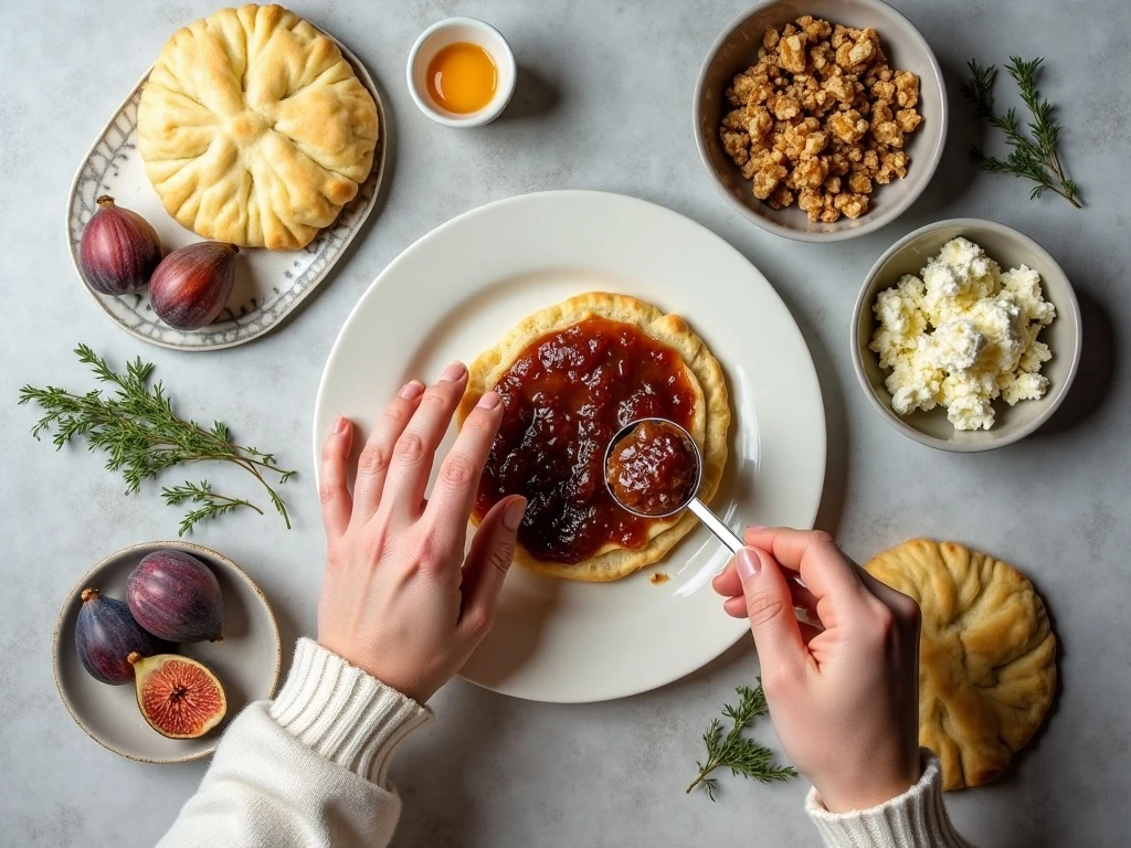 Ingredients for fig and blue cheese puff pastry bites