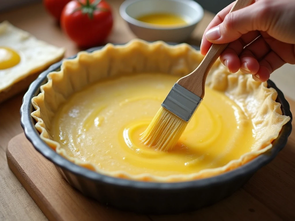 Preparing layered fillo dough for a chocolate cream pie crust