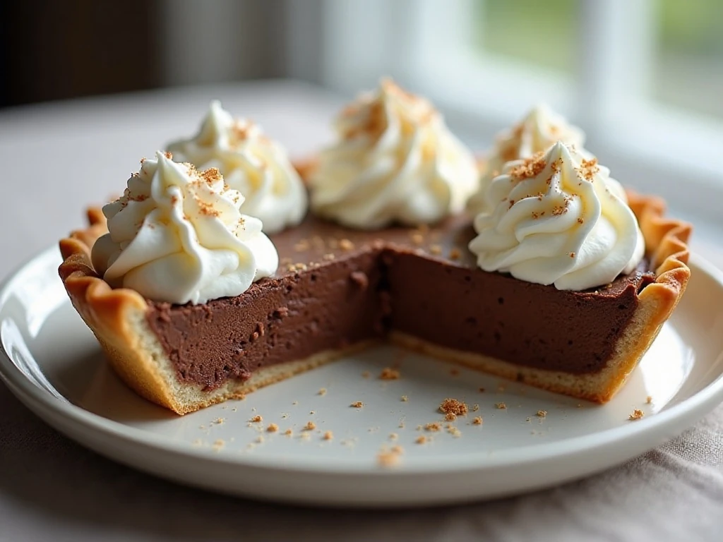 Finished chocolate cream pie made with fillo dough