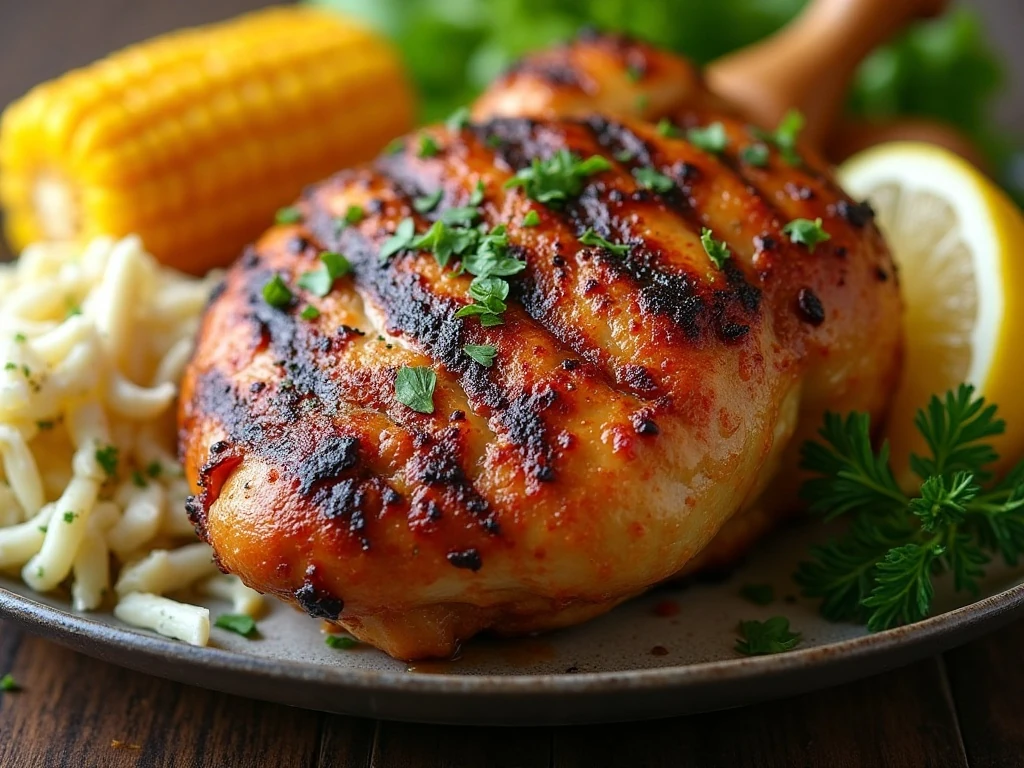 Juicy grilled chicken served with classic picnic sides