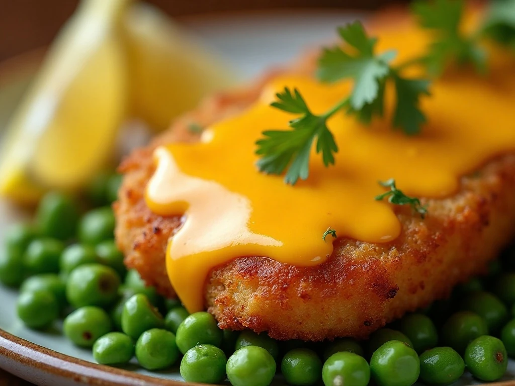 Golden cheesy topping on fish sticks casserole