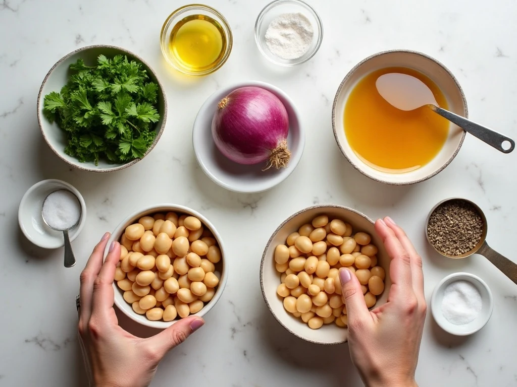 Ingredients for an easy five bean salad