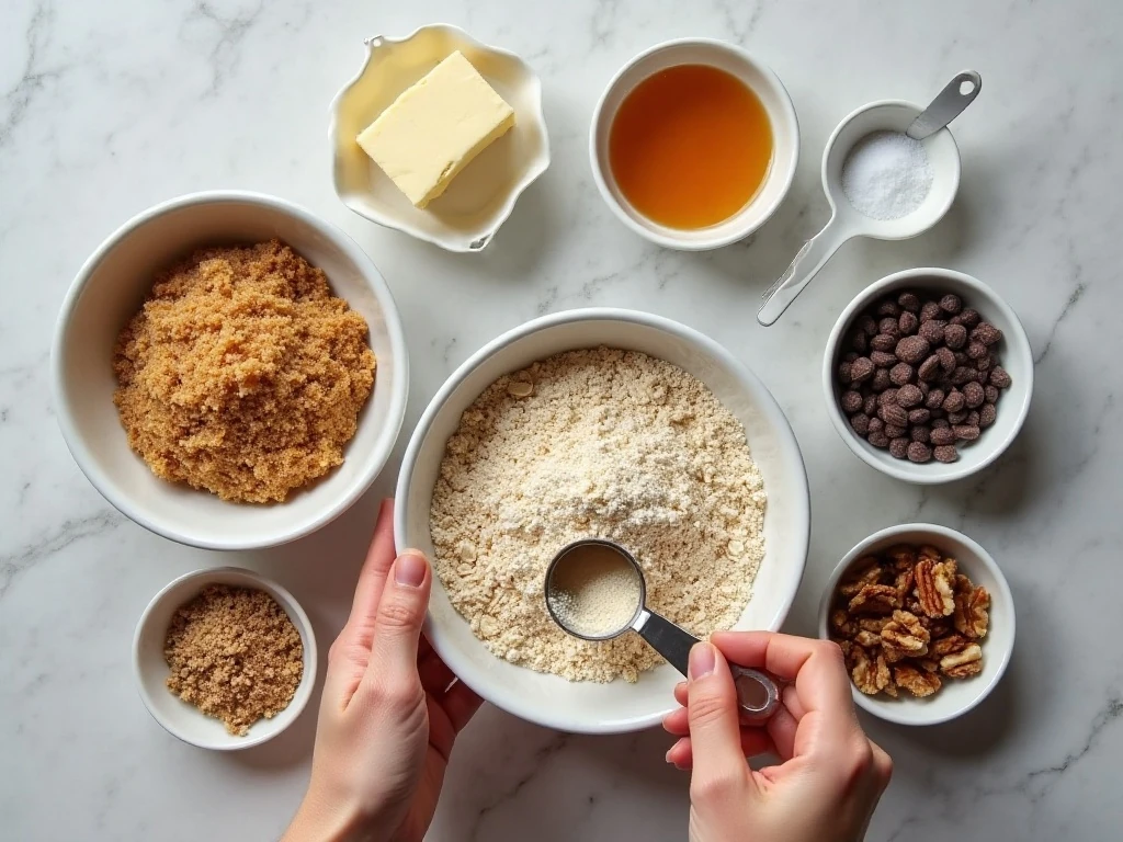 Measured ingredients for Five-Star Bars arranged on a kitchen counter