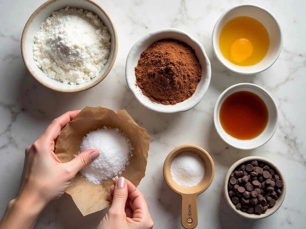 Ingredients for gluten-free flourless chocolate cookies