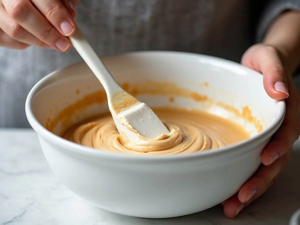 Mixing the ingredients for fluffernutter dip