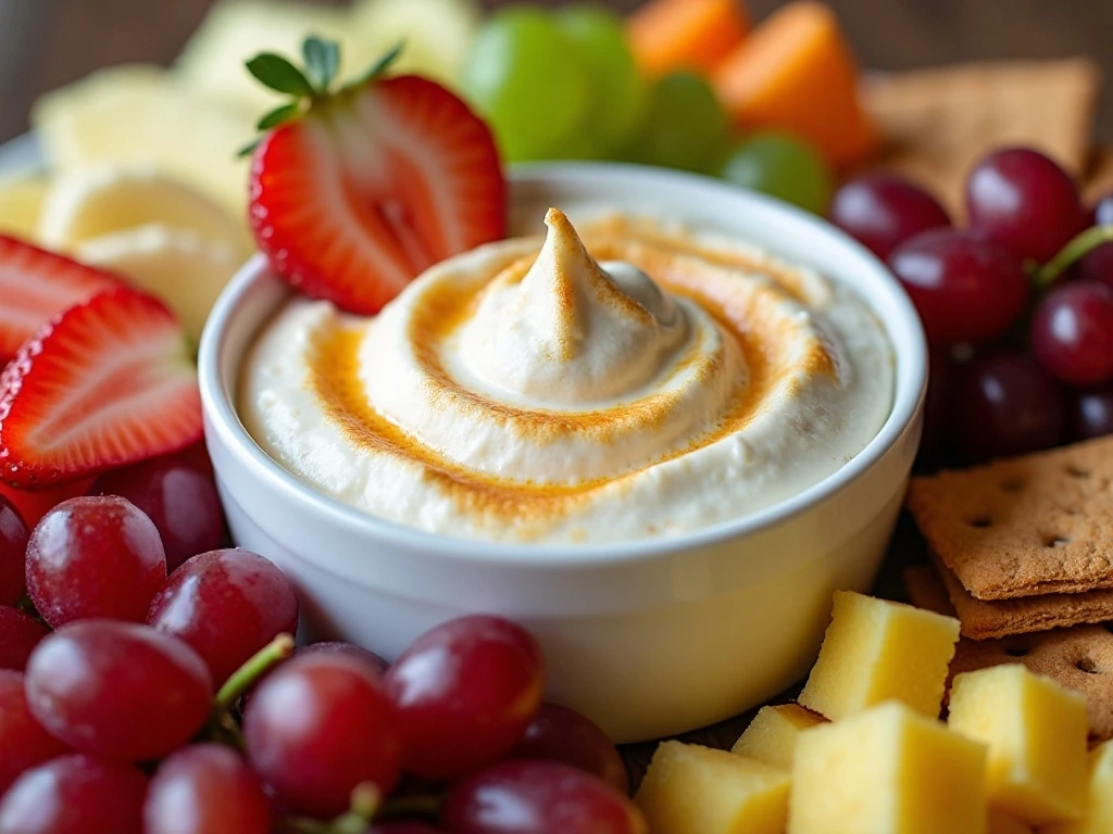 Fruit and graham cracker dippers for fluffernutter dip
