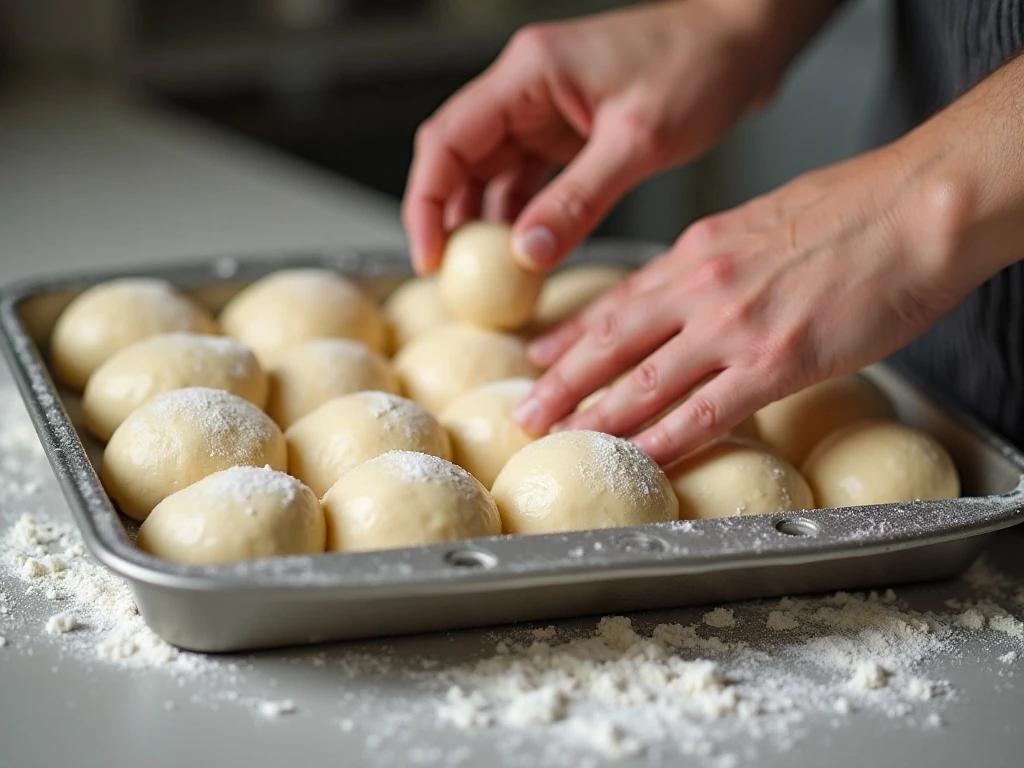 Shaping bread machine dough into dinner rolls