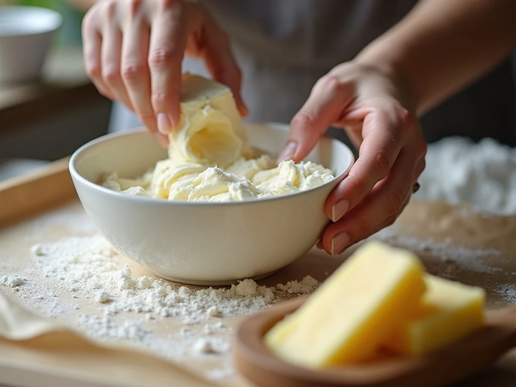 Butter and sugar mixture prepared for tender cookies